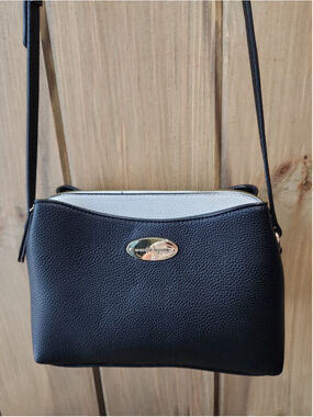 Nanette Lepore Black White Faux Leather Crossbody Bag